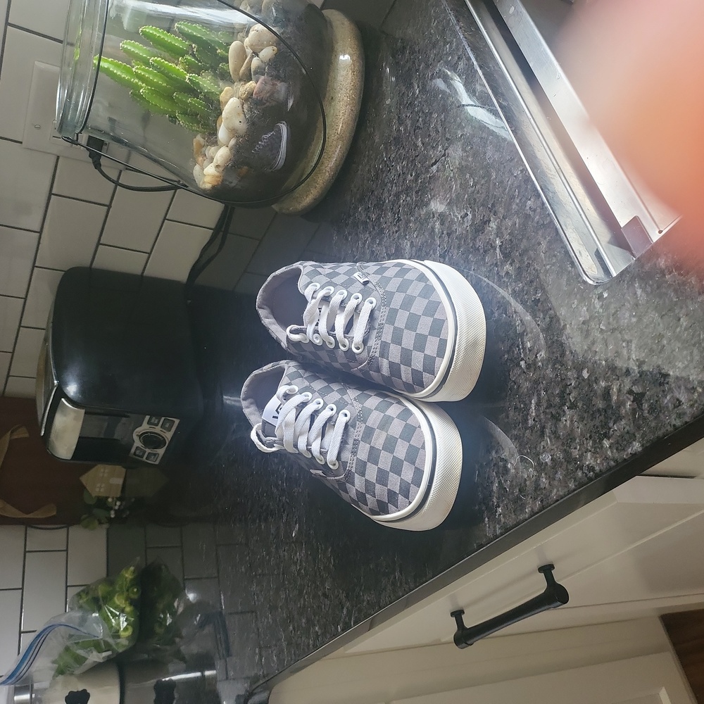 vans black and gray checkered 8.5